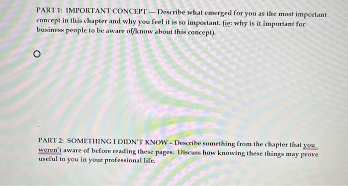 i need help fast thats all the information i got PART 1: