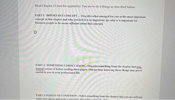 IMPORTANT CONCEPT - Describe what emerged for you as the most important