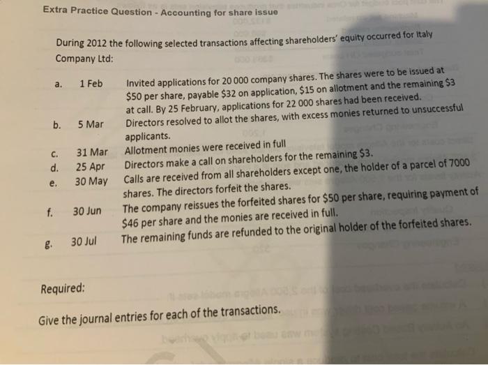  Please solve D, E , F, G Extra Practice Question -