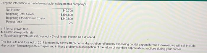 please help Using the information in the following table, calculate this company's: