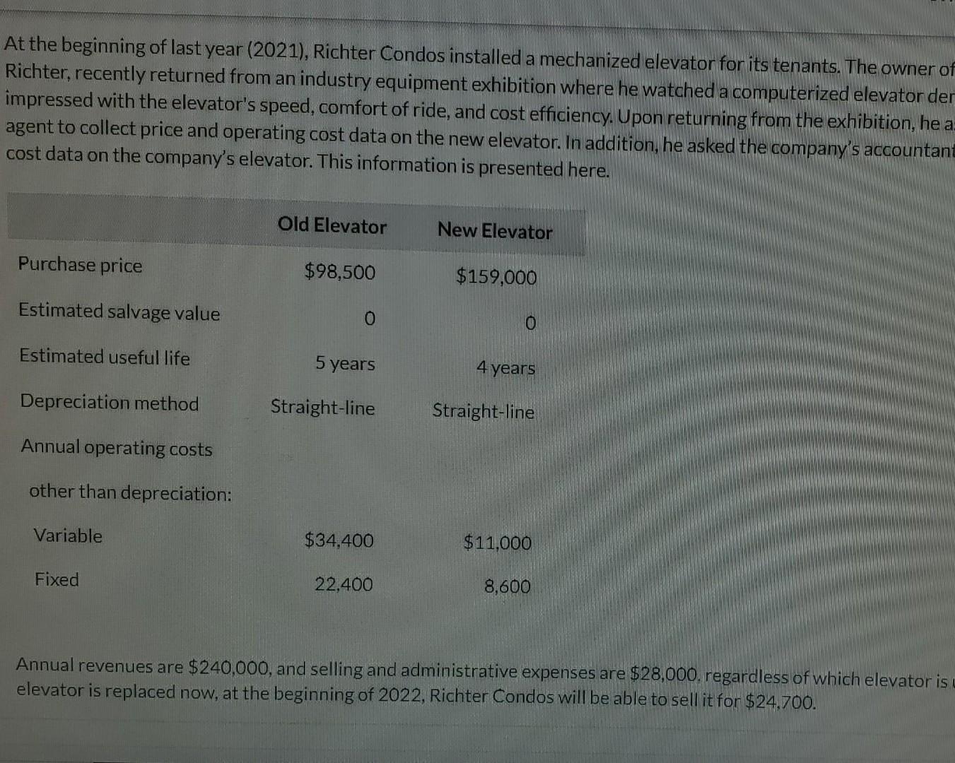 Pl ease help with part b2. The old elevator is replaced. At