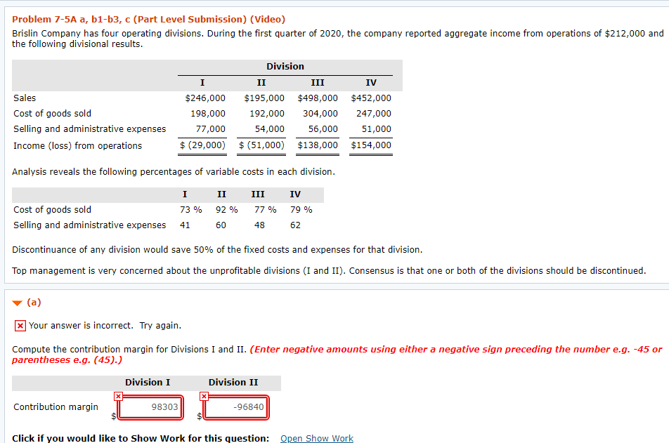  Problem 7-5A a, b1-b3, c (Part Level Submission) (Video) Brislin Company