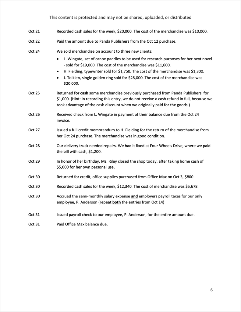 Please write a general journal and general ledger (date, description, account#,