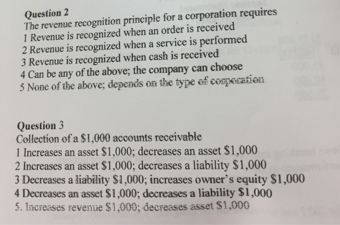  Please solve question 2&3 Question 2 The revenue recognition principle for