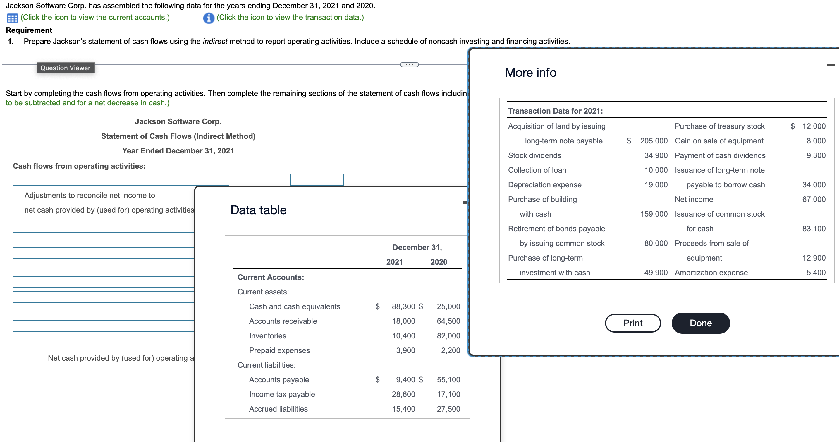 Jackson Software Corp. has assembled the following data for the years