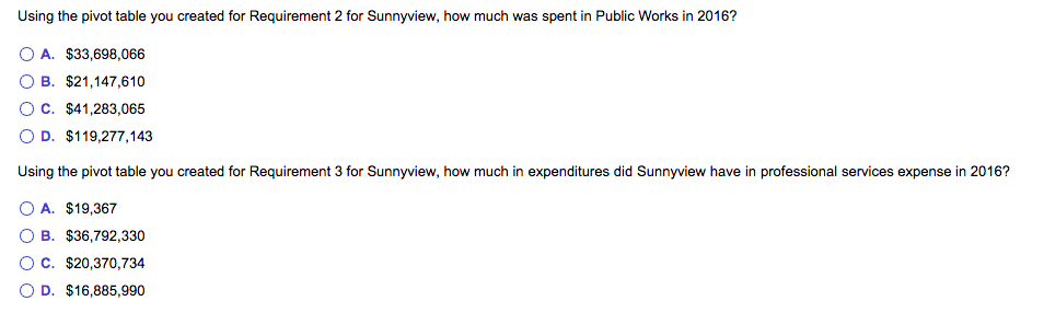 Cell D5 $183,982,129 Requirement 2: Cell B7 $41,283,065 Requirement 3: Cell $26,788