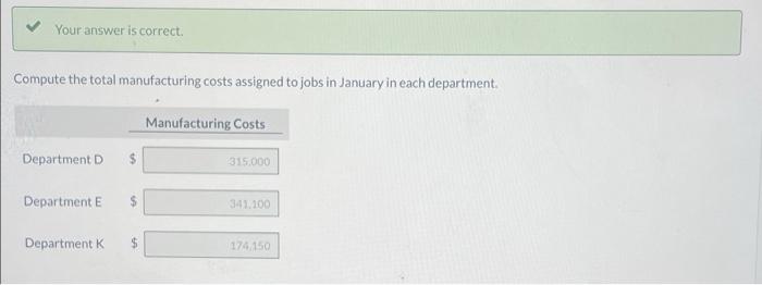 three manufacturing departments, Manufacturing overhead is applied to jobs on the basis