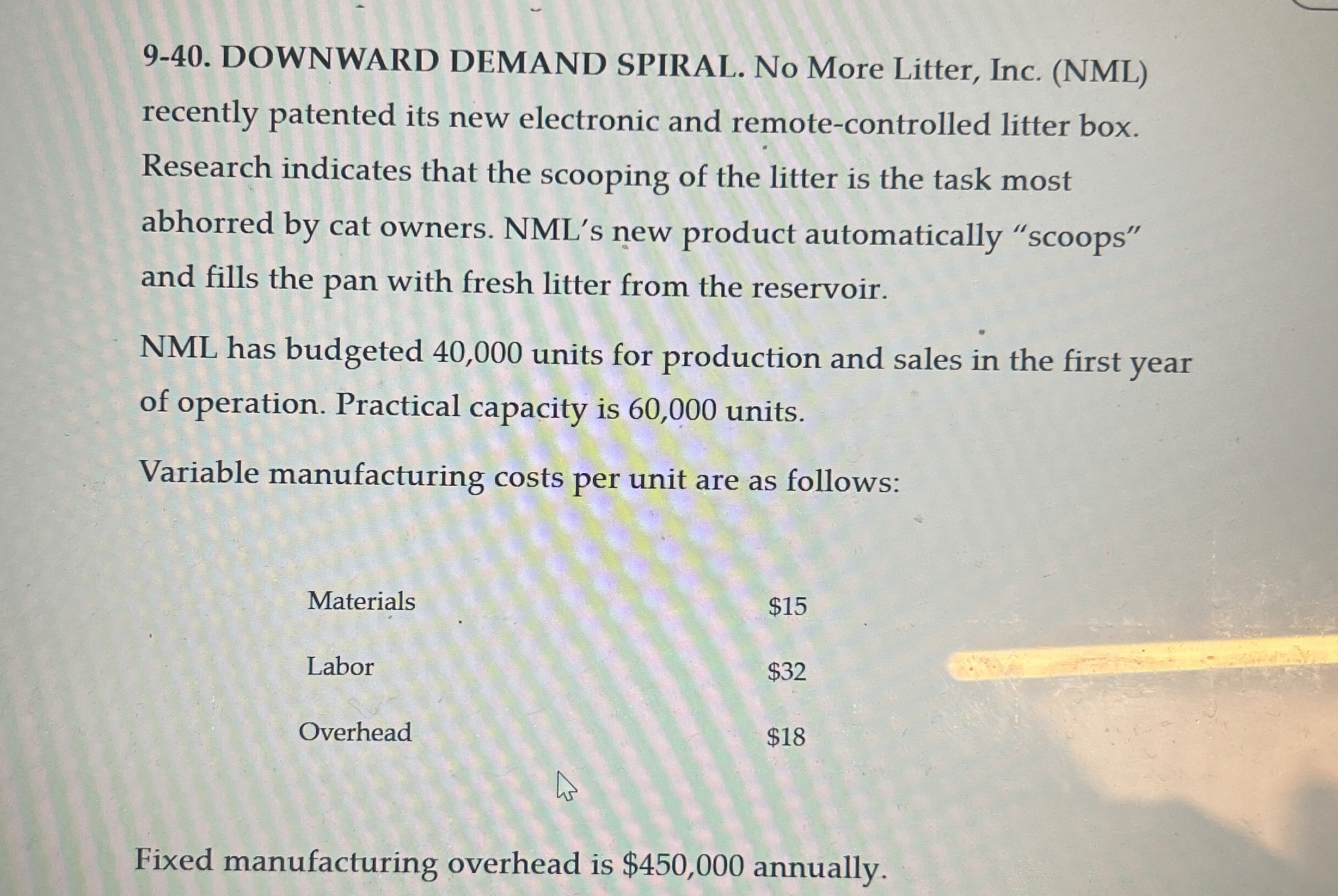  9-40. DOWNWARD DEMAND SPIRAL. No More Litter, Inc. (NML) recently patented