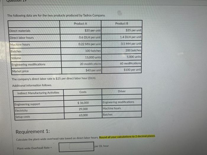 PLEASE ANSWER ASAP! Thank you!! The following data are for the two