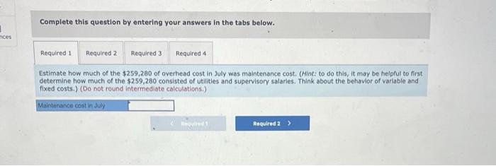 overhead cost at various levels of activity are presented below: Assume that
