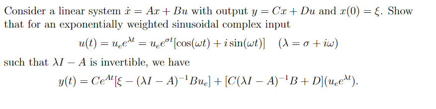 Consider a linear system i = A.r + Bu with output