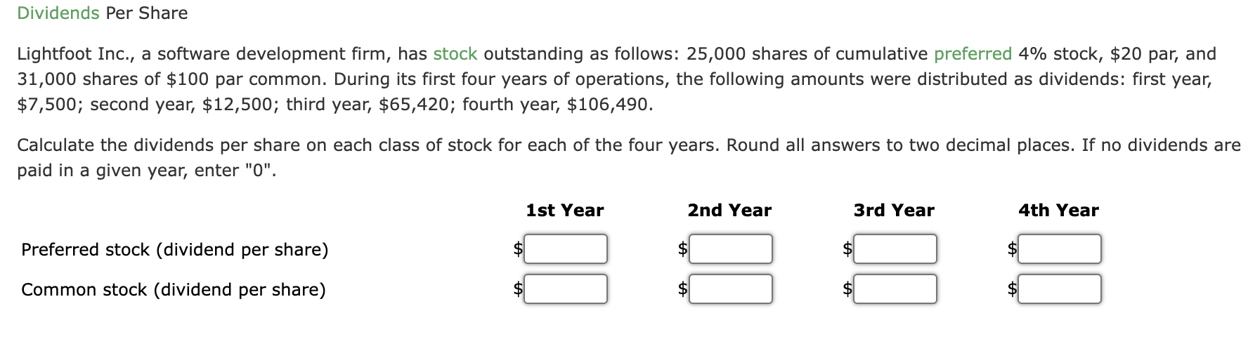 Please help me with this I will give thumbs up Dividends Per