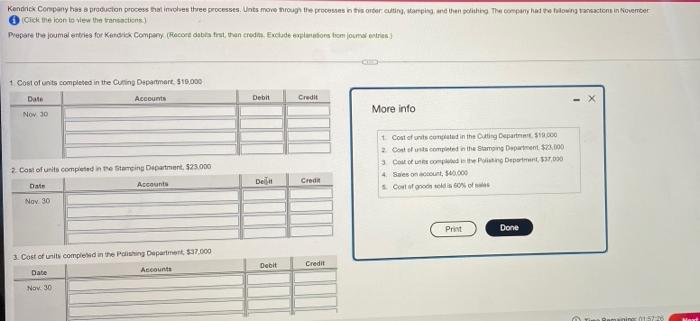 2 accounting Kendrick Company has a production process that involves three processes.