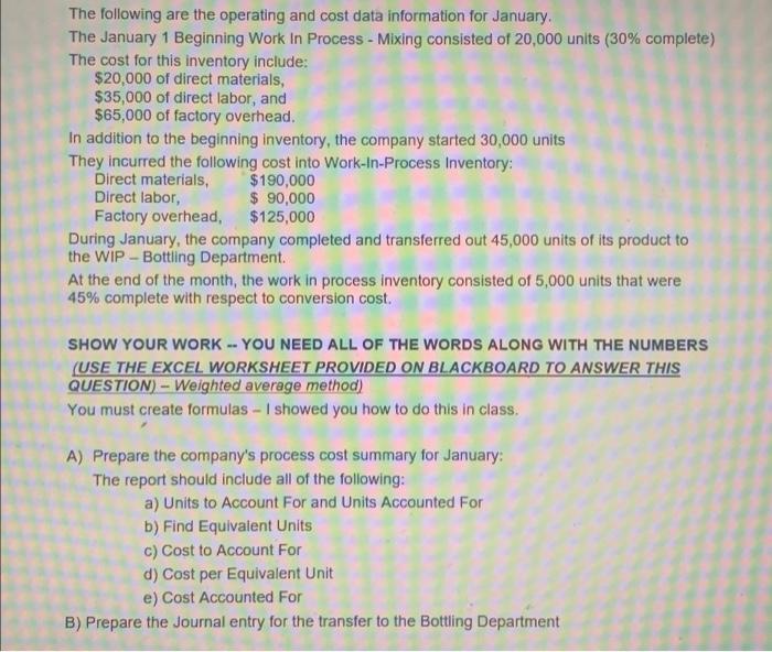 please make as organised as possible as the excel sheet is where