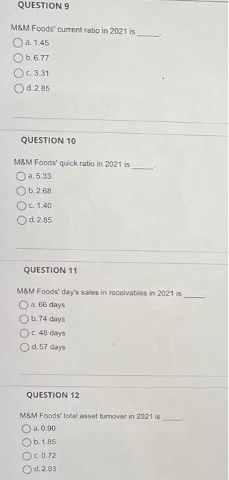 gives the information for M\&M Foods. The company currently pays out 20%