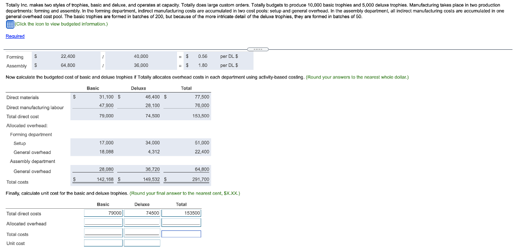 blank spaces. please show the calculations as well. thank you Data Table