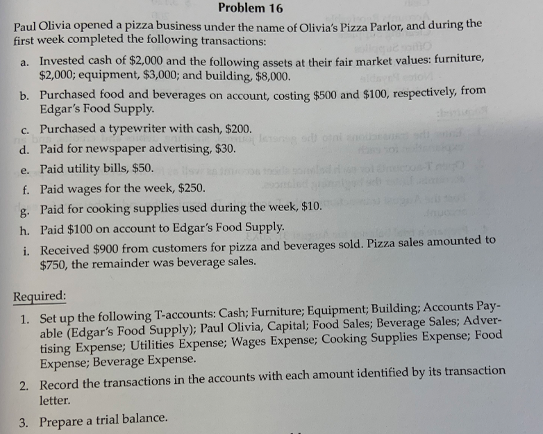  For sub-question 2, Please record transaction using T-account For sub-question 3,