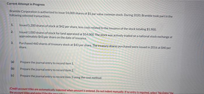 please help me resolving this Current Attempt in Progress Bramble Corporation is