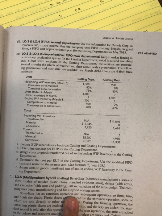  Chapter 6 rocess Costing 59. LO.3 & LO.4 (FIFOi second department)