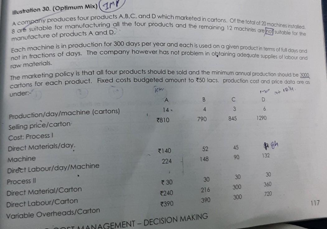  wrong =5 down votes be careful illustration 30. (Optimum Mix)( 1MY