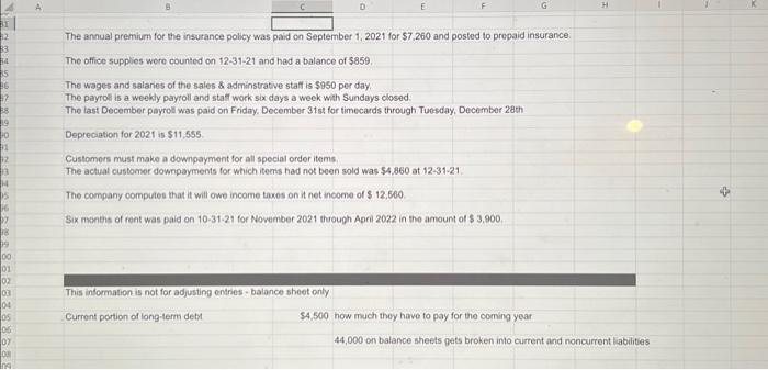 I need to make adjusting entries based on the statements and im