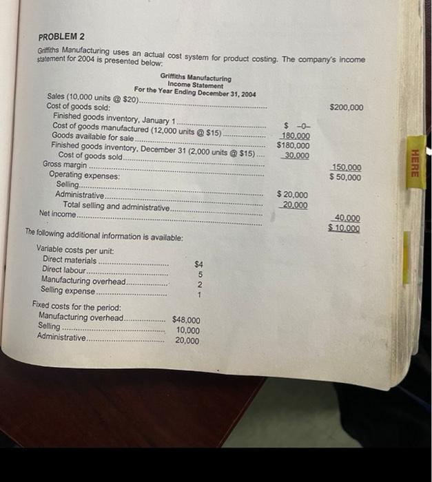 answer this plz Show ALL necessary workings (a) When absorption costing was
