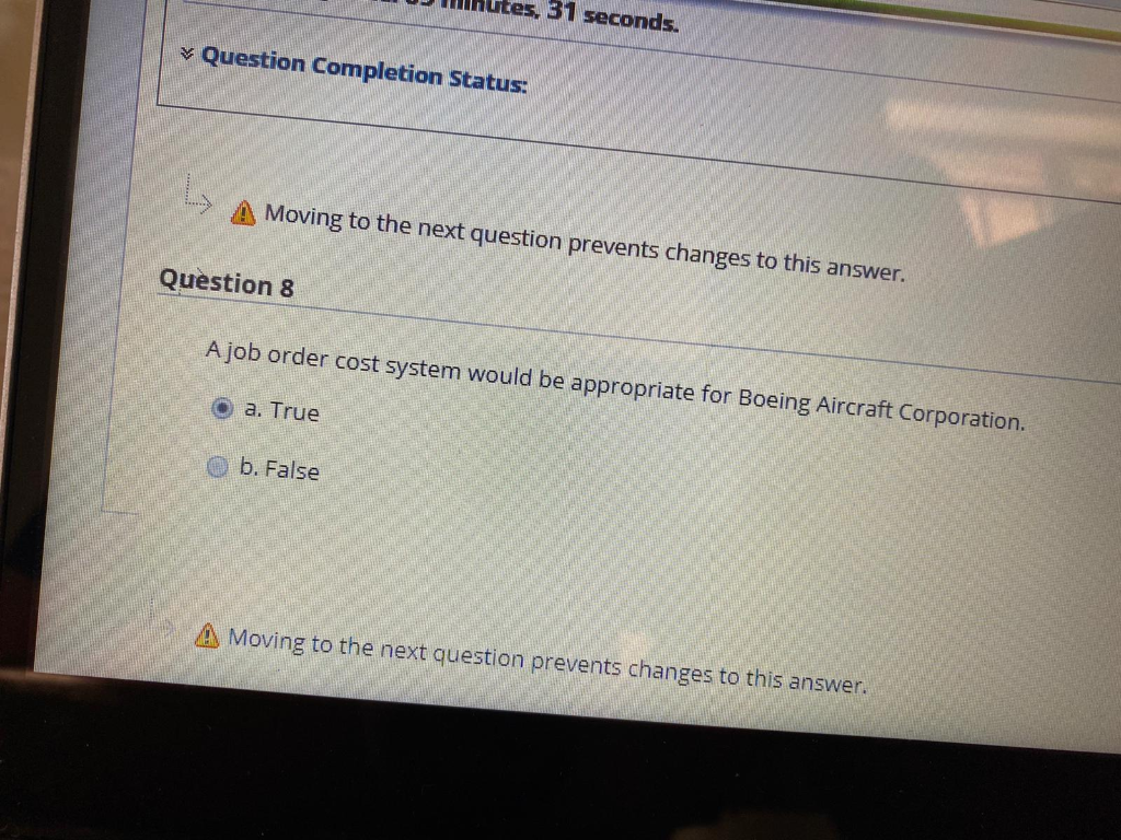 utes, 31 seconds. Question Completion Status: Moving to the next question