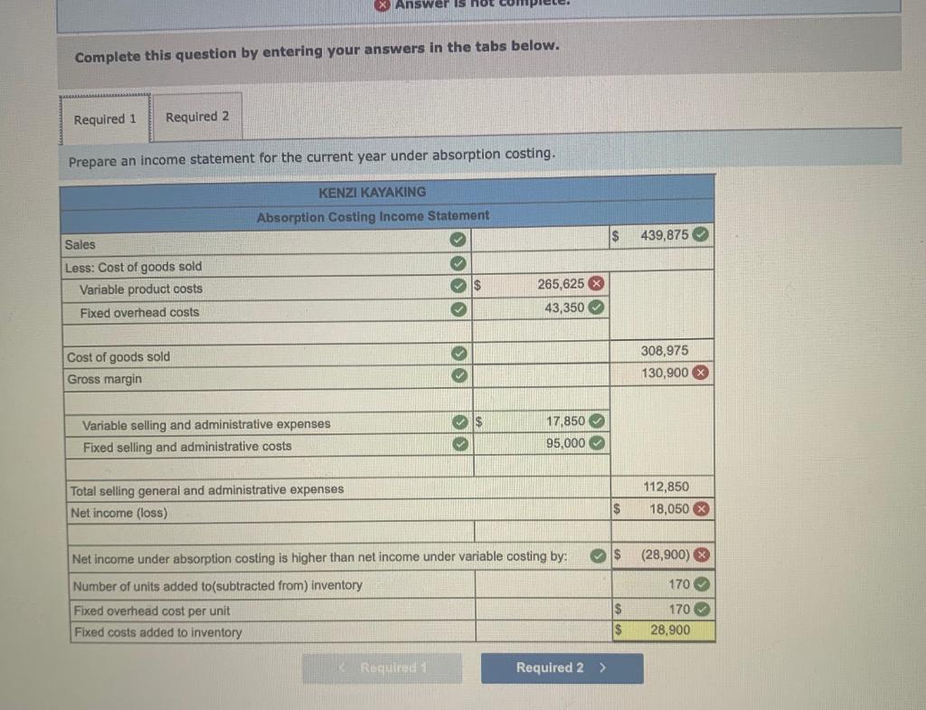 a thumbs up Exercise 06-6 Absorption costing income statement LO P2 Hayek