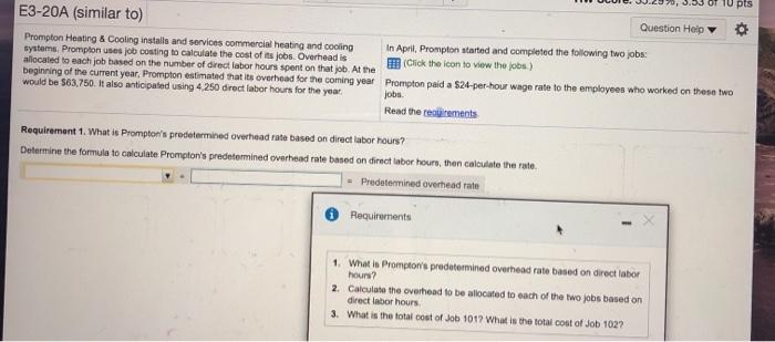  U pts E3-20A (similar to) Question Help Prompton Heating & Cooling