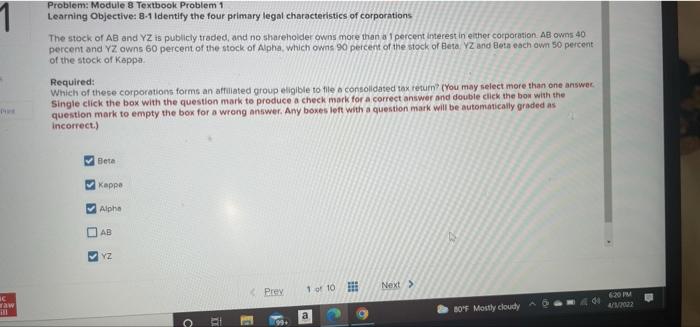  a Problem: Module 8 Textbook Problem 1 Learning objective: 8-1 Identify