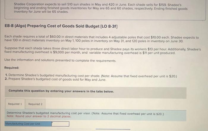 Hello, can you help me with this question please? Shadee Corporation expects