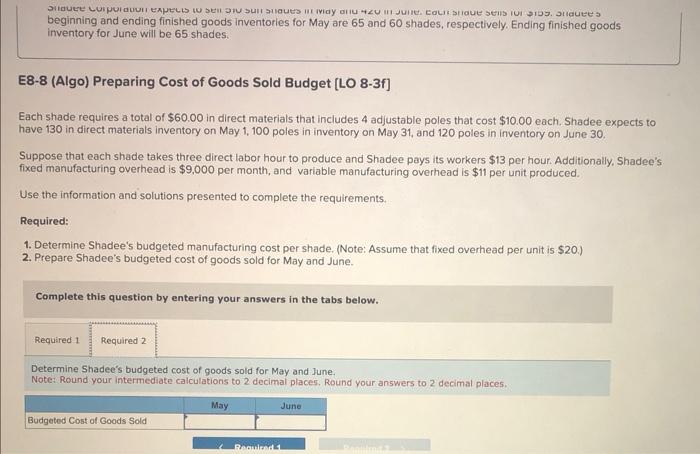 to sell 510 sun shades in May and 420 in June. Each