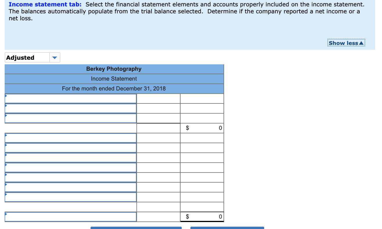 on the income statement. The balances automatically populate from the trial balance