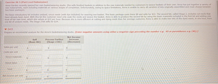 pleas conplete the table. thank you! Exercise 26 5 (Part Level Submission)