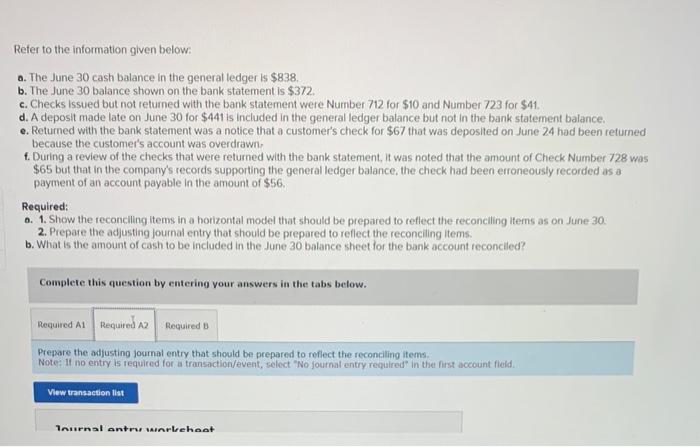 please answer quickly! I rate good:) Refer to the information given below: