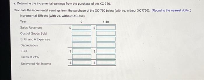 production capacity by purchasing a new machine, the XC-750. The cost of