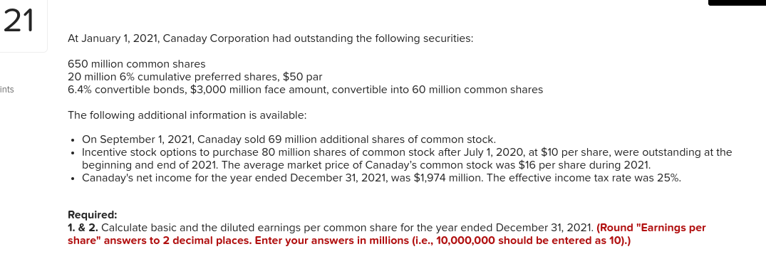 Please, do not show your calculation and just fill out the table