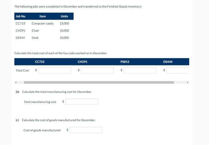 ergonomically designed computer furniture. Crane uses a job order costing system. On