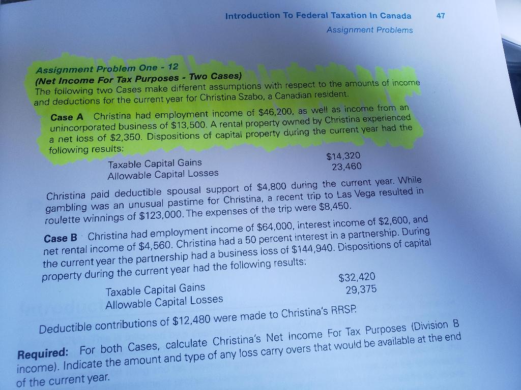 Complete the following Questions from Chapter 1; Assignment Problem One-12 Check Figures: