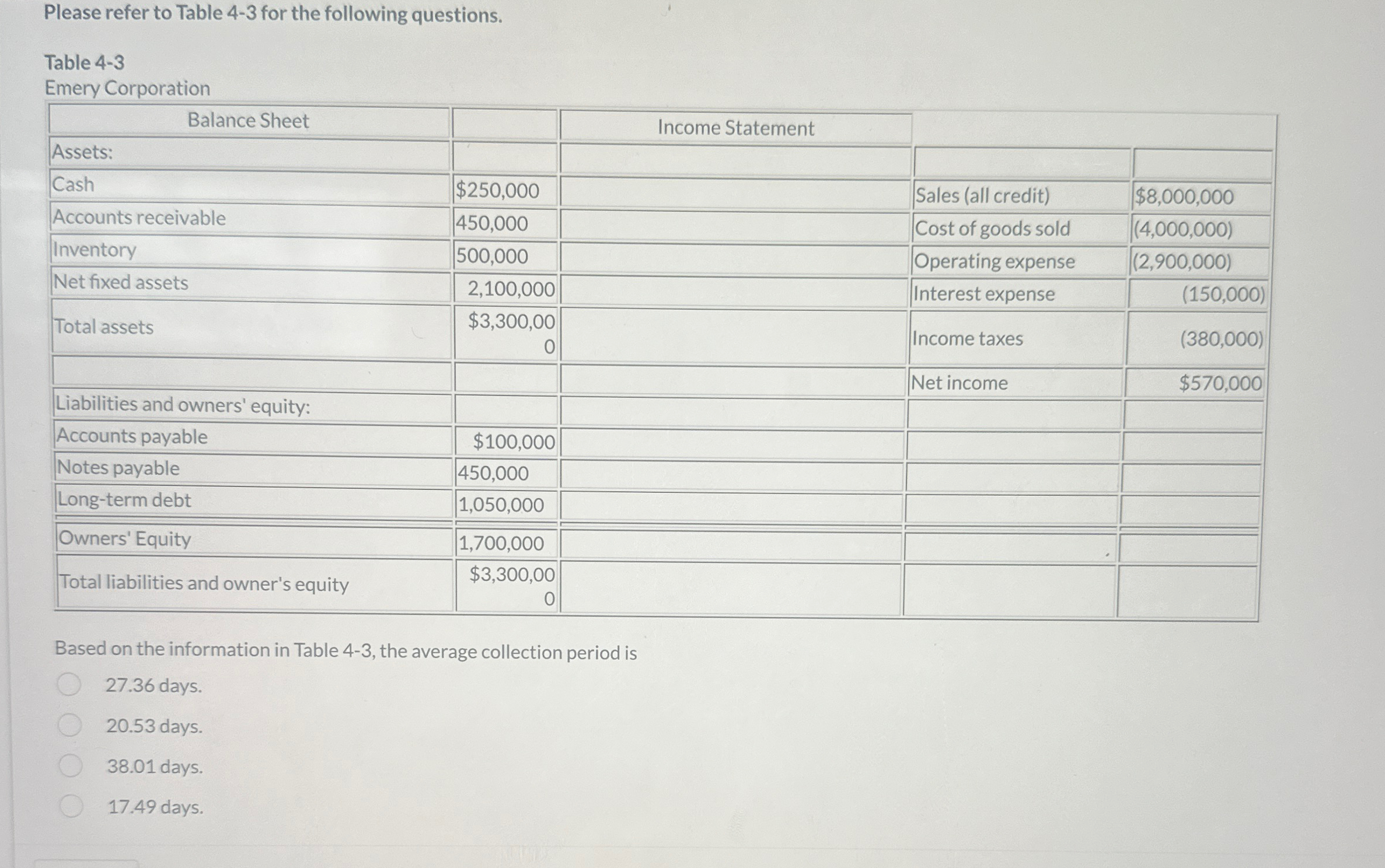  Please refer to Table 4-3 for the following questions. Table 4-3