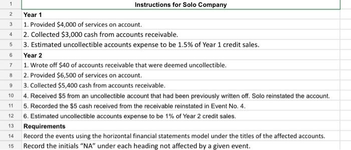  1 2 3 4 5 6 7 8 Instructions for Solo
