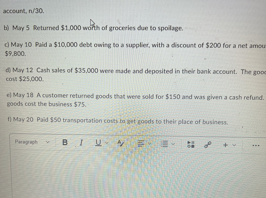 Store is a merchandising business that sells groceries to the public. Using