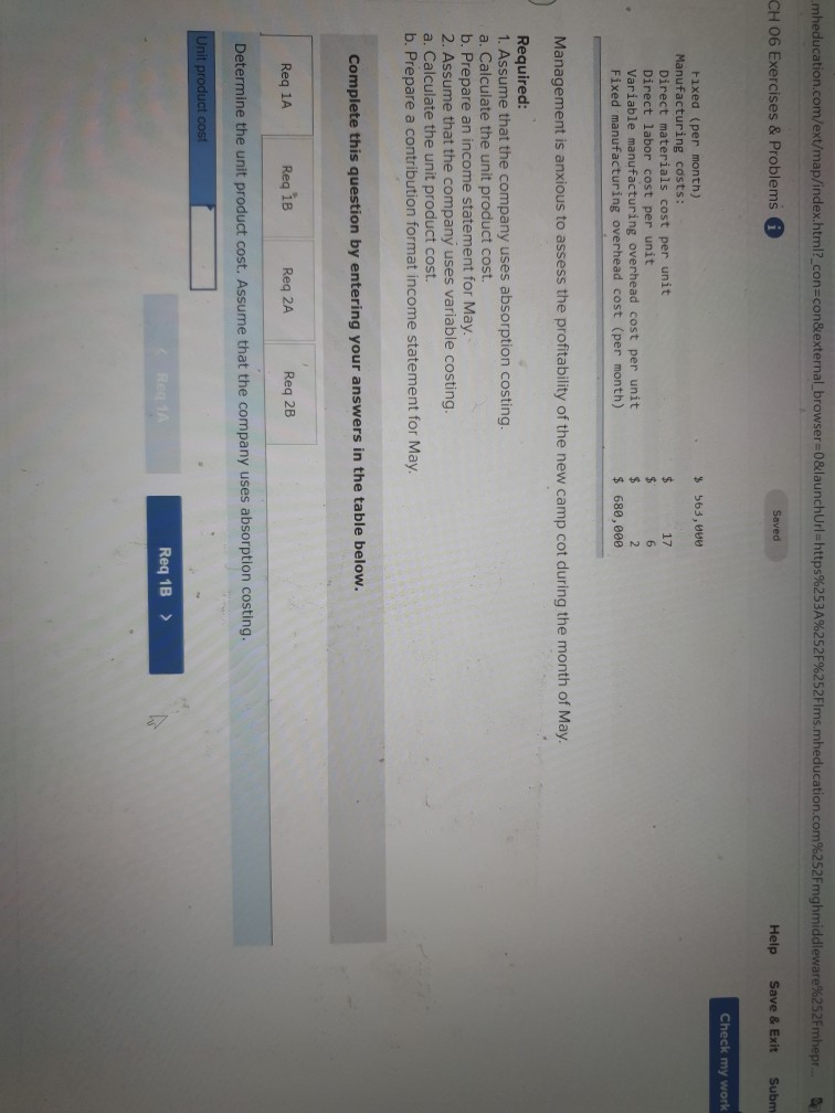 Exit Submit Check my work High Country, Inc., produces and sells many