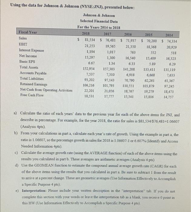 please help resolve and show steps for answers on excel Using the