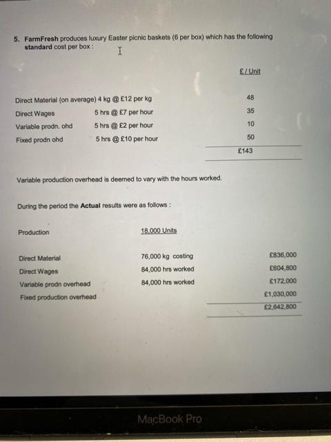 Required : a) Using the information above, calculate the 6 sub