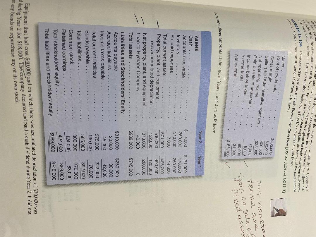 Problem 12-A 1. Using indirect method, compute the net cash provided by