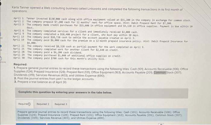 hi i need help with this question! Karla Tanner opened a Web