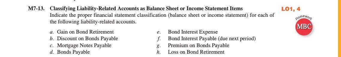 please answer the question. -13. Classifying Liability-Related Accounts as Balance Sheet or