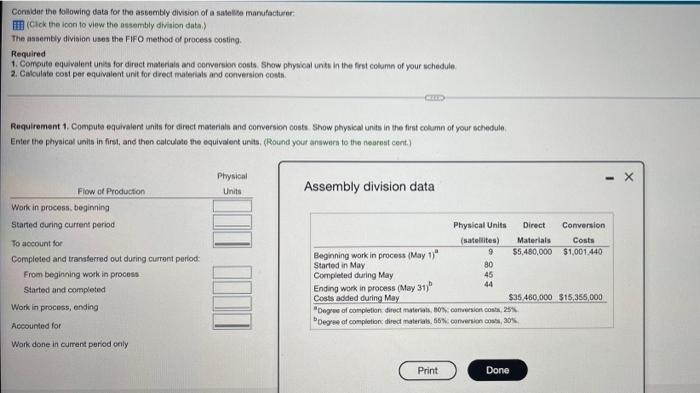 S5 Tow Production costs Direct Materials Conversion Costa Ass Print Done To