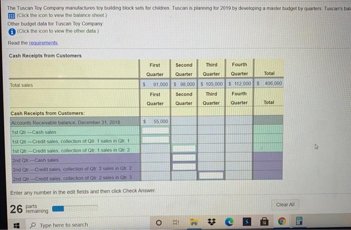 please help, answer the blank boxes asap. The Tuscan Toy Company